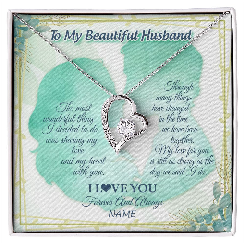 Forever Love Necklace | Personalized To My Soulmate From Husband My Heart With You Soulmate Valentines Wedding Day Birthday Christmas Jewelry Customized Gift Box Message Card | teecentury