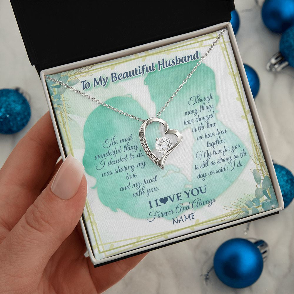 Forever Love Necklace | Personalized To My Soulmate From Husband My Heart With You Soulmate Valentines Wedding Day Birthday Christmas Jewelry Customized Gift Box Message Card | teecentury