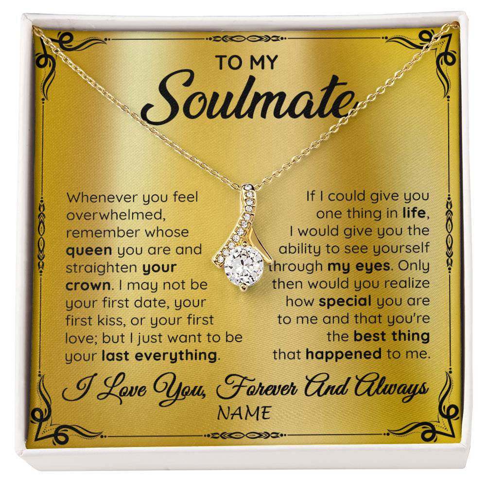 Alluring Beauty Necklace 18K Yellow Gold Finish | 1 | Personalized To My Soulmate Necklace For Women Hot Wife Romantic From Husband Birthday Anniversary Wedding Valentines Day Customized Gift Box Message Card | teecentury