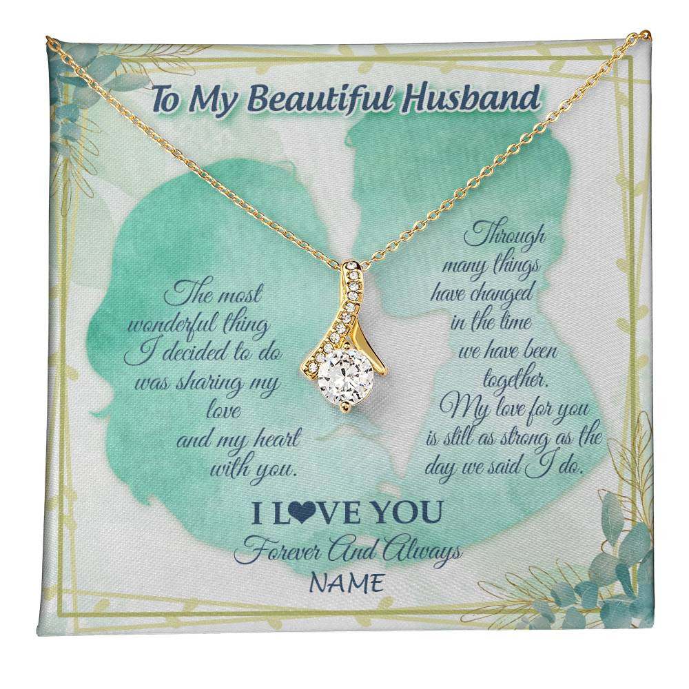 Alluring Beauty Necklace 18K Yellow Gold Finish | 1 | Personalized To My Soulmate Necklace From Husband My Heart With You Soulmate Valentines Wedding Day Birthday Christmas Customized Gift Box Message Card | teecentury