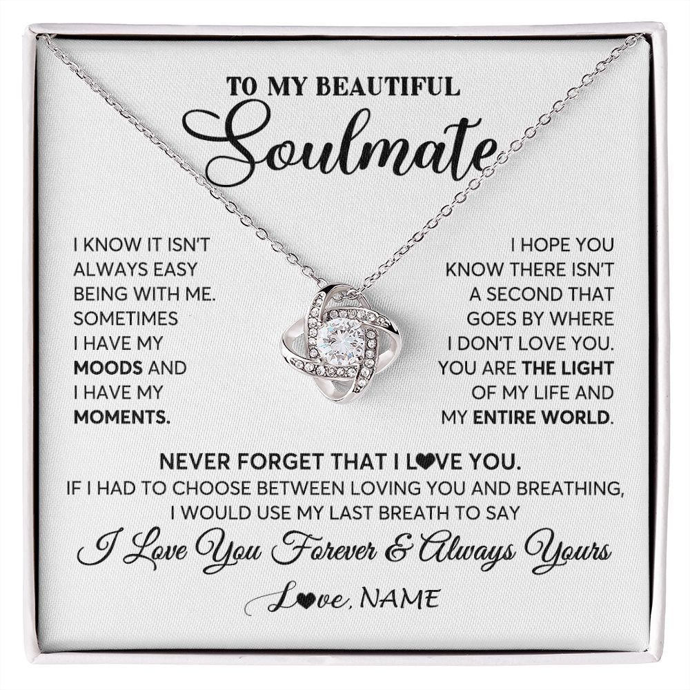 Love Knot Necklace | Personalized To My Soulmate Necklace From Husband You Are The Light Of My Life Wife Birthday Anniversary Valentines Day Customized Gift Box Message Card | teecentury