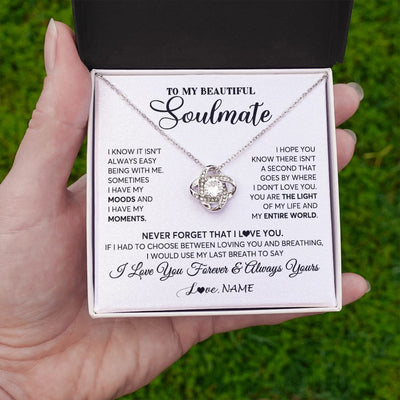 Love Knot Necklace | Personalized To My Soulmate Necklace From Husband You Are The Light Of My Life Wife Birthday Anniversary Valentines Day Customized Gift Box Message Card | teecentury