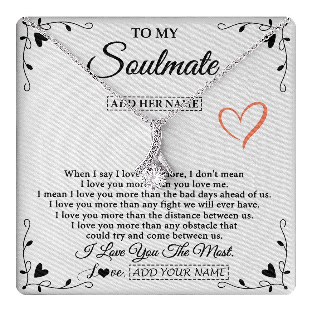 Alluring Beauty Necklace 14K White Gold Finish | 1 | Personalized To My Soulmate Necklace Gift For Her I Love You More Than Anything Pendant Love For Women Jewelry Birthday Gifts Christmas Gift Box Message Card | https://teecentury.