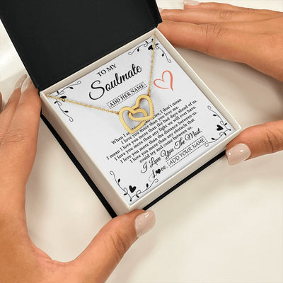 Interlocking Hearts Necklace 18K Yellow Gold Finish | 2 | Personalized To My Soulmate Necklace Gift For Her I Love You More Than Anything Pendant Love For Women Jewelry Birthday Gifts Christmas Gift Box Message Card | https://teecentury.