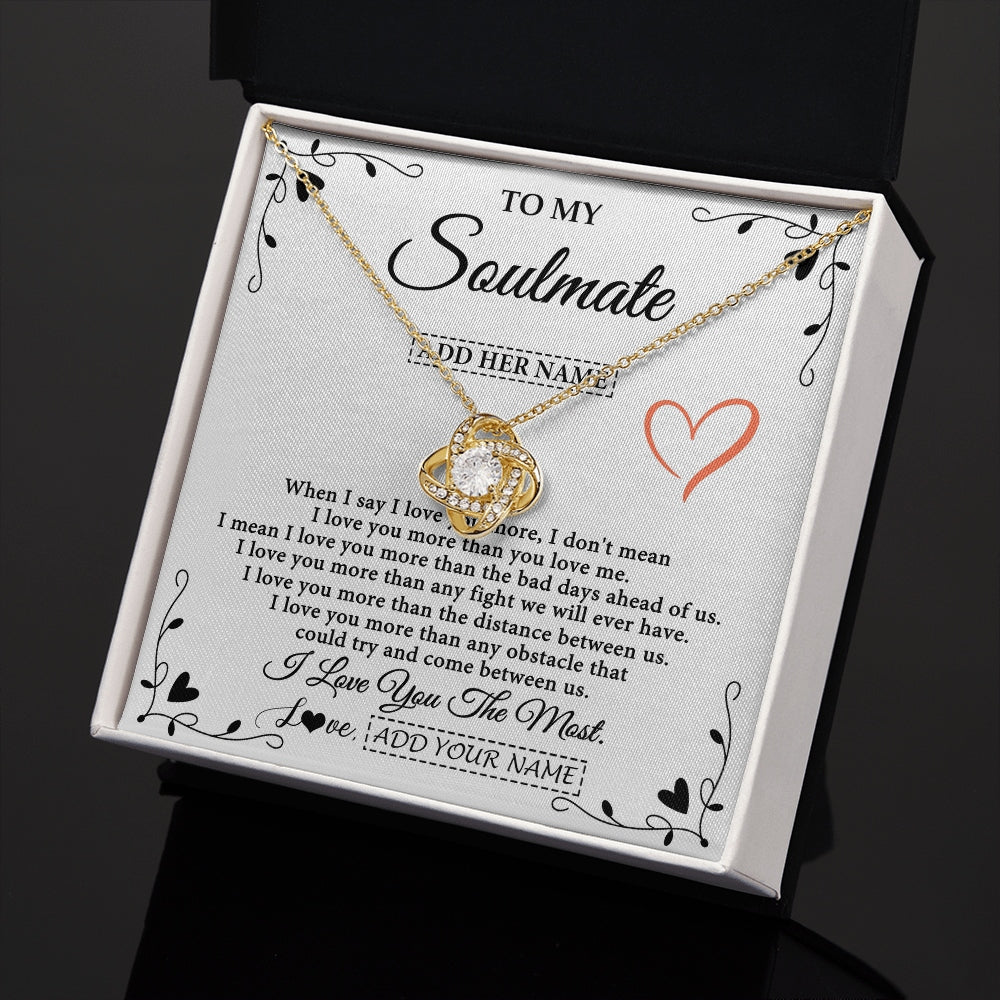 Love Knot Necklace 18K Yellow Gold Finish | 2 | Personalized To My Soulmate Necklace Gift For Her I Love You More Than Anything Pendant Love For Women Jewelry Birthday Gifts Christmas Gift Box Message Card | https://teecentury.