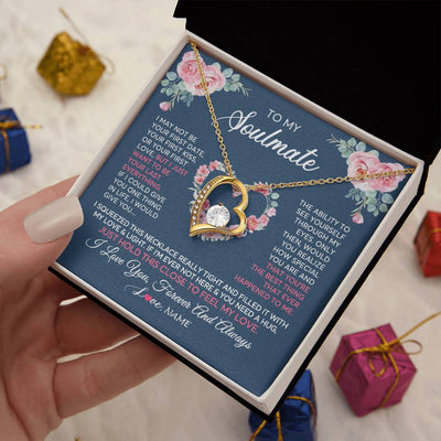 Forever Love Necklace 18K Yellow Gold Finish | 2 | Personalized To My Soulmate Necklace I Love You Romantic For Girlfriend Future Wife Anniversary Wedding Birthday Christmas Customized Gift Box Message Card | teecentury