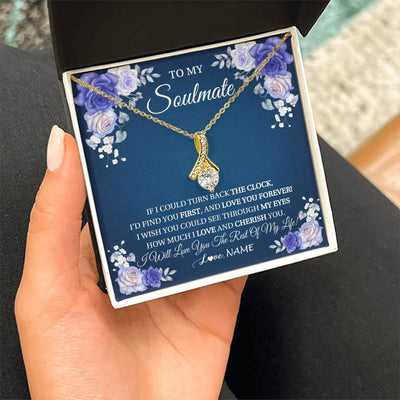 Alluring Beauty Necklace 18K Yellow Gold Finish | 2 | Personalized To My Soulmate Necklace Love You Forever Future Wife Birthday Anniversary Valentines Day Christmas Jewelry Customized Gift Box Message Card | teecentury