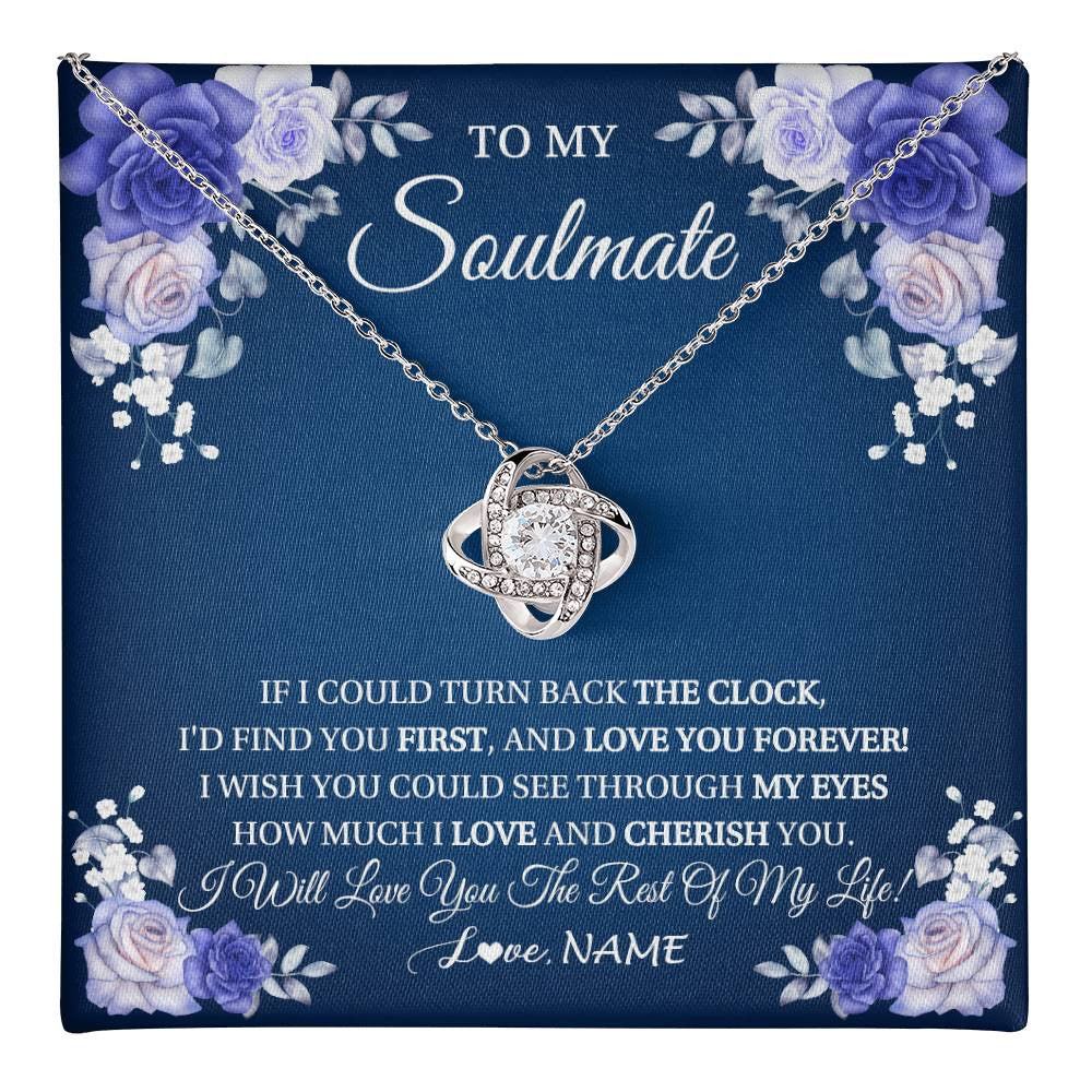 Love Knot Necklace 14K White Gold Finish | 1 | Personalized To My Soulmate Necklace Love You Forever Future Wife Birthday Anniversary Valentines Day Christmas Jewelry Customized Gift Box Message Card | teecentury