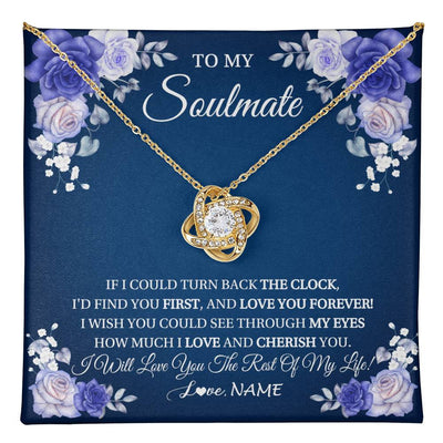 Love Knot Necklace 18K Yellow Gold Finish | 1 | Personalized To My Soulmate Necklace Love You Forever Future Wife Birthday Anniversary Valentines Day Christmas Jewelry Customized Gift Box Message Card | teecentury