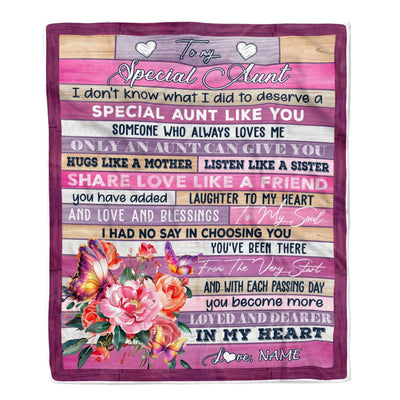 Personalized To My Special Aunt Blanket From Niece Nephew Flower Butterfly Special Aunt Like A Friend Aunt Birthday Christmas Customized Fleece Throw Blanket | teecentury