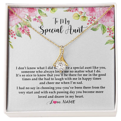 Alluring Beauty Necklace 18K Yellow Gold Finish | Personalized To My Special Aunt Necklace From Niece Nephew Deserve A Special Aunt Pendant Birthday Monthers Day Christmas Customized Gift Box Message Card | teecentury