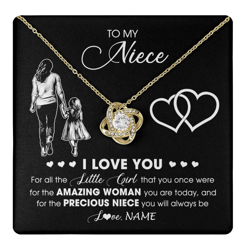 Love Knot Necklace 18K Yellow Gold Finish | 1 | Personalized To My Stepdaughter Necklace From Stepmother I Love You Little Girl Stepdaughter Birthday Christmas Jewelry Customized Gift Box Message Card | teecentury