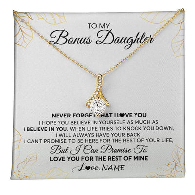 Alluring Beauty Necklace 18K Yellow Gold Finish | 1 | Personalized To My Stepdaughter Necklace From Stepmother Never Forget That I Love You Stepdaughter Birthday Christmas Customized Gift Box Message Card | teecentury