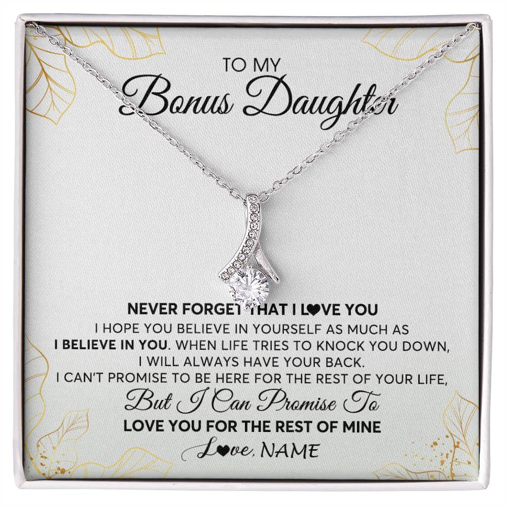 Alluring Beauty Necklace | Personalized To My Stepdaughter Necklace From Stepmother Never Forget That I Love You Stepdaughter Birthday Christmas Customized Gift Box Message Card | teecentury