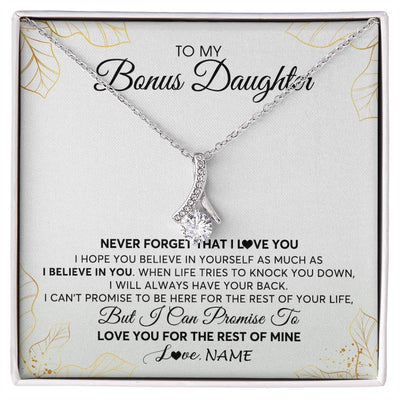 Alluring Beauty Necklace | Personalized To My Stepdaughter Necklace From Stepmother Never Forget That I Love You Stepdaughter Birthday Christmas Customized Gift Box Message Card | teecentury