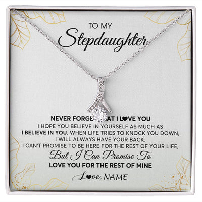 Alluring Beauty Necklace | Personalized To My Stepdaughter Necklace From Stepmother Never Forget That I Love You Stepdaughter Birthday Christmas Customized Gift Box Message Card | teecentury