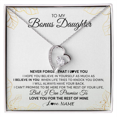 Forever Love Necklace | Personalized To My Stepdaughter Necklace From Stepmother Never Forget That I Love You Stepdaughter Birthday Christmas Customized Gift Box Message Card | teecentury