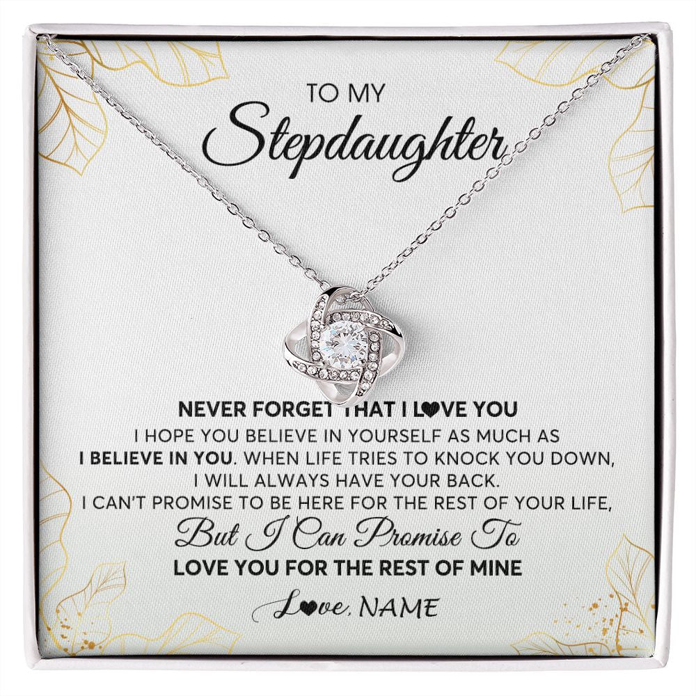 Love Knot Necklace | Personalized To My Stepdaughter Necklace From Stepmother Never Forget That I Love You Stepdaughter Birthday Christmas Customized Gift Box Message Card | teecentury