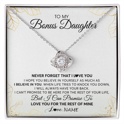 Love Knot Necklace | Personalized To My Stepdaughter Necklace From Stepmother Never Forget That I Love You Stepdaughter Birthday Christmas Customized Gift Box Message Card | teecentury