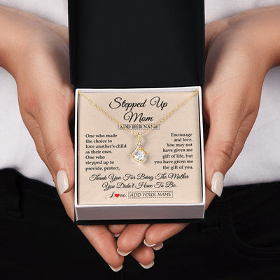 Alluring Beauty Necklace 18K Yellow Gold Finish | 2 | Personalized To My Stepped Up Mom Necklace From Stepdaughter Stepson Thank You For Being The Mother Bonus Mom Gifts Birthday Mothers Day Gift Box Message Card | https://teecentury.
