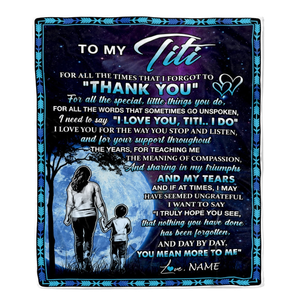 Personalized To My Titi Blanket From Nephew Thank You Day By Day Titi Birthday Mothers Day Thanksgiving Christmas Customized Bed Fleece Blanket | teecentury