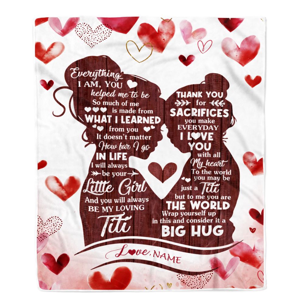 Personalized To My Titi Blanket From Niece I Love You With All My Heart Thank You Titi Birthday Mothers Day Christmas Customized Fleece Throw Blanket | teecentury