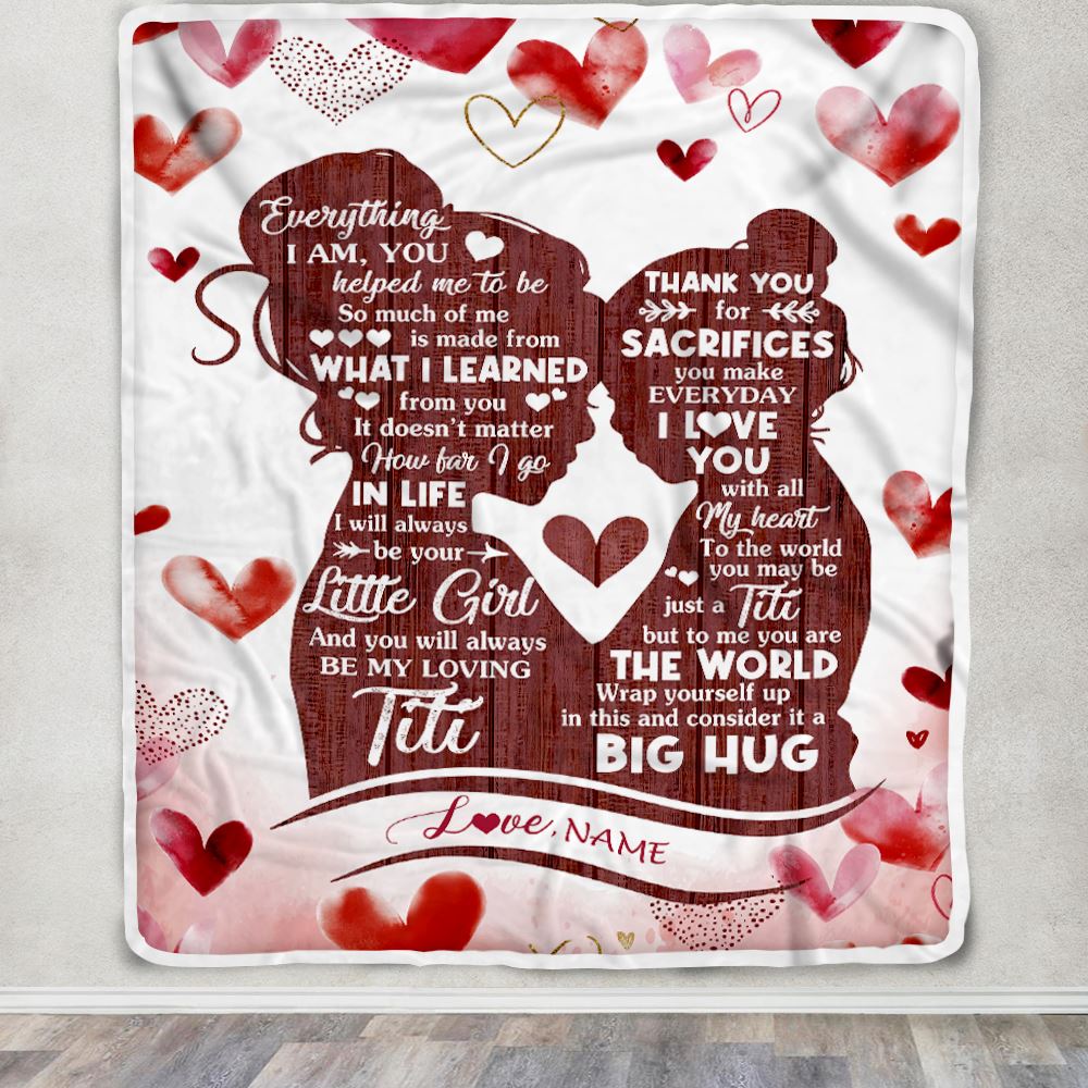 Personalized To My Titi Blanket From Niece I Love You With All My Heart Thank You Titi Birthday Mothers Day Christmas Customized Fleece Throw Blanket | teecentury