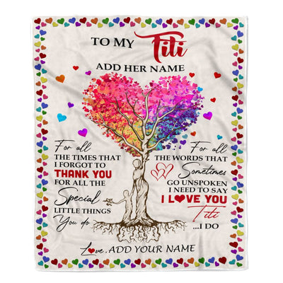 Personalized To My Titi Blanket From Niece Nephew Colorful Tree Thank You For All Titi Birthday Gifts Mothers Day Thanksgiving Christmas Customized Fleece Blanket | teecentury