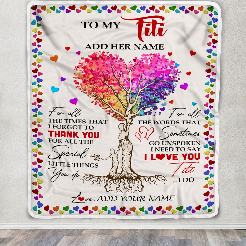 Personalized To My Titi Blanket From Niece Nephew Colorful Tree Thank You For All Titi Birthday Gifts Mothers Day Thanksgiving Christmas Customized Fleece Blanket | teecentury