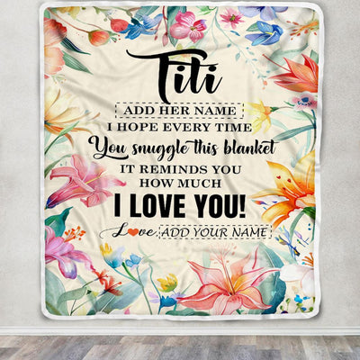 Personalized To My Titi Blanket From Niece Nephew Floral I Love You Great Titi Birthday Gifts Mothers Day Christmas Customized Fleece Throw Blanket | teecentury
