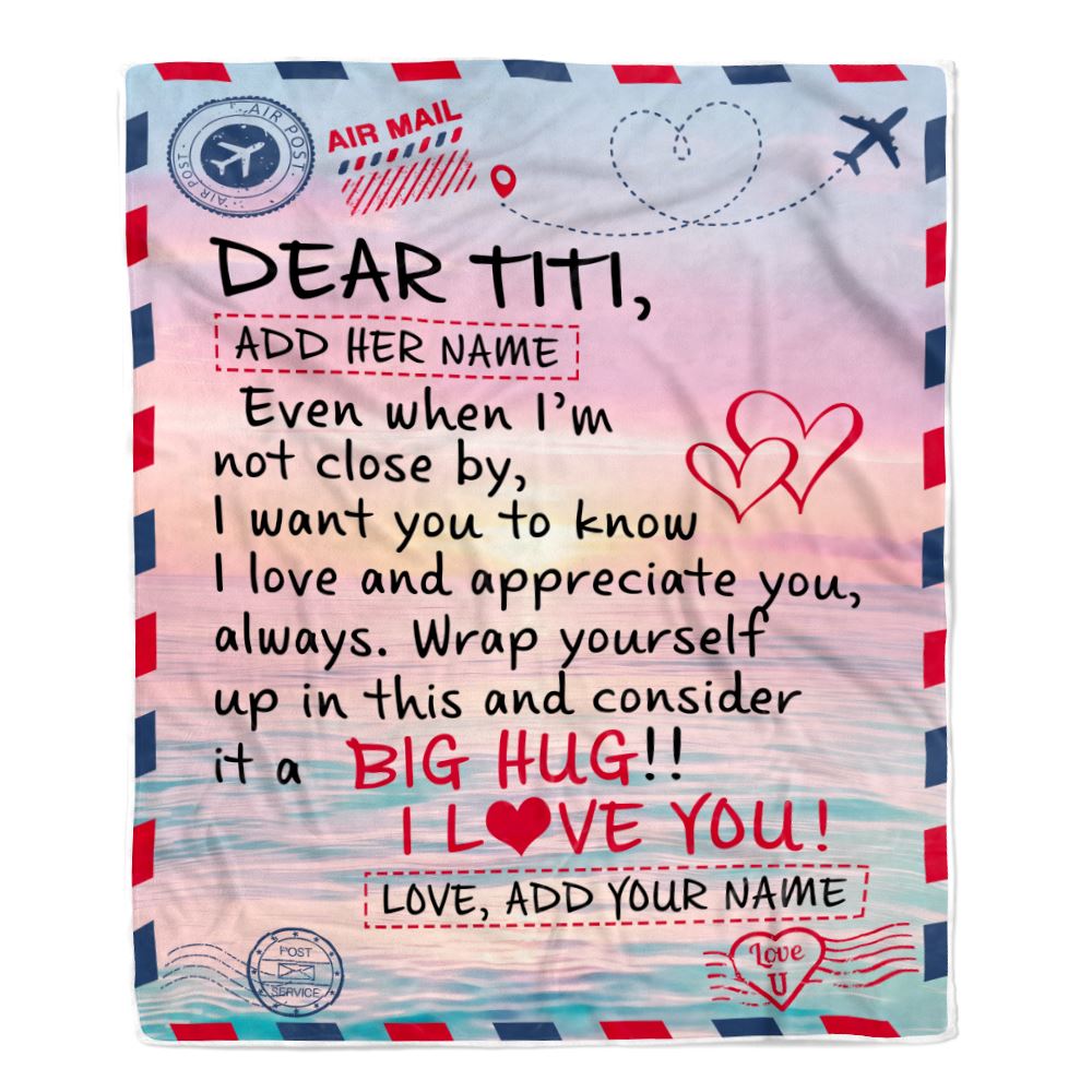 Personalized To My Titi Blanket From Niece Nephew Letter Mail To Titi Gifts Happy Birthday Gifts Mothers Day Christmas Custom Name Fleece Throw Blanket | teecentury