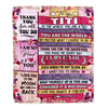 Personalized To My Titi Blanket From Niece Nephew Wood Floral Thank You I Love You Titi Birthday Mothers Day Christmas Customized Fleece Throw Blanket | teecentury