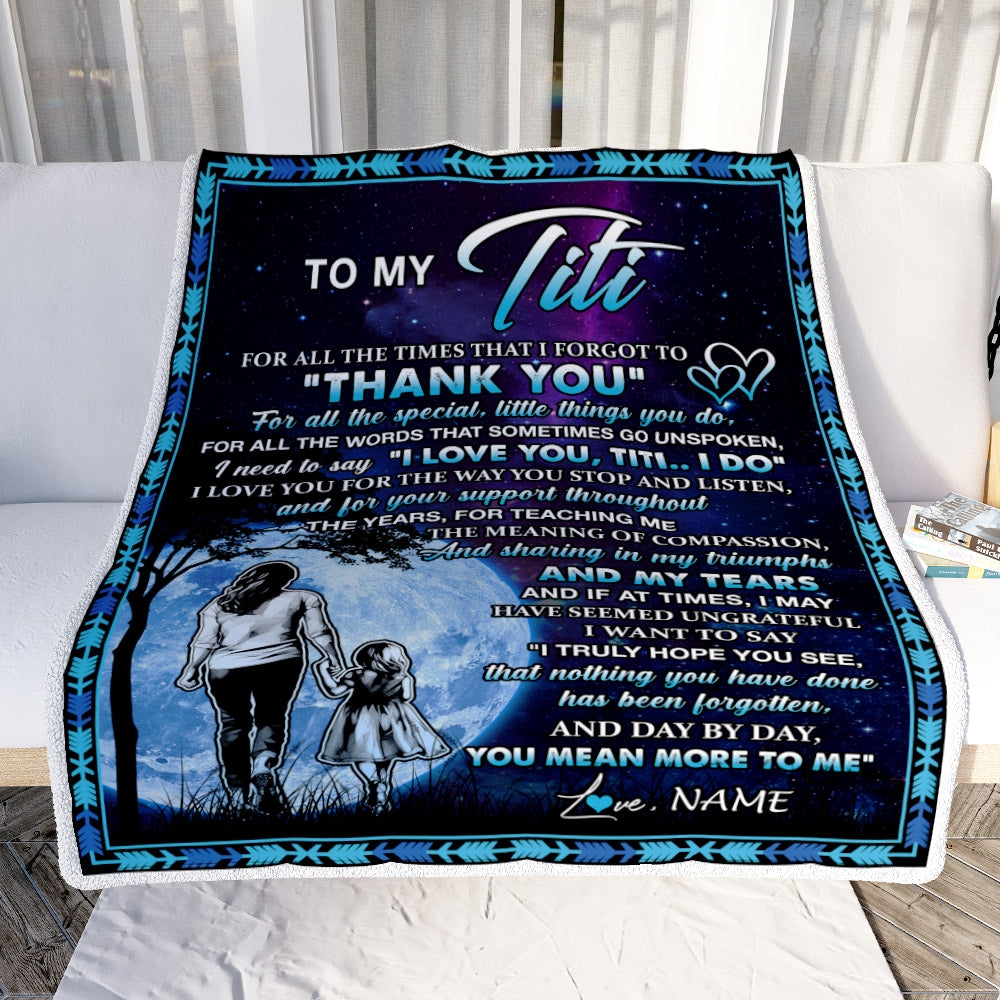 Personalized To My Titi Blanket From Niece Thank You Day By Day Titi Birthday Mothers Day Thanksgiving Christmas Customized Bed Fleece Blanket | teecentury