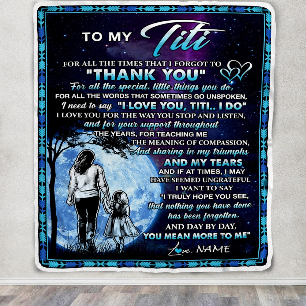 Personalized To My Titi Blanket From Niece Thank You Day By Day Titi Birthday Mothers Day Thanksgiving Christmas Customized Bed Fleece Blanket | teecentury