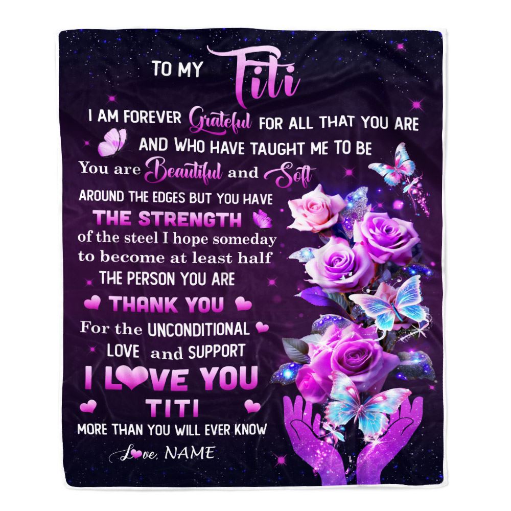 Personalized To My Titi Blanket From Niece Thank You For Love Butterfly Titi Birthday Mothers Day Thanksgiving Christmas Customized Gift Fleece Throw Blanket | teecentury