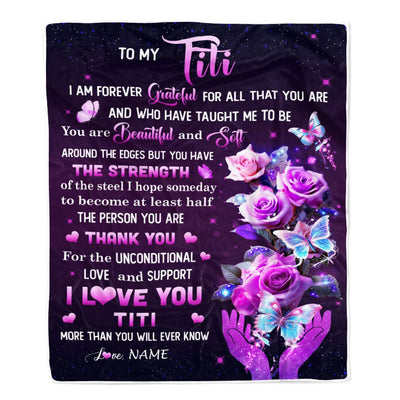 Personalized To My Titi Blanket From Niece Thank You For Love Butterfly Titi Birthday Mothers Day Thanksgiving Christmas Customized Gift Fleece Throw Blanket | teecentury