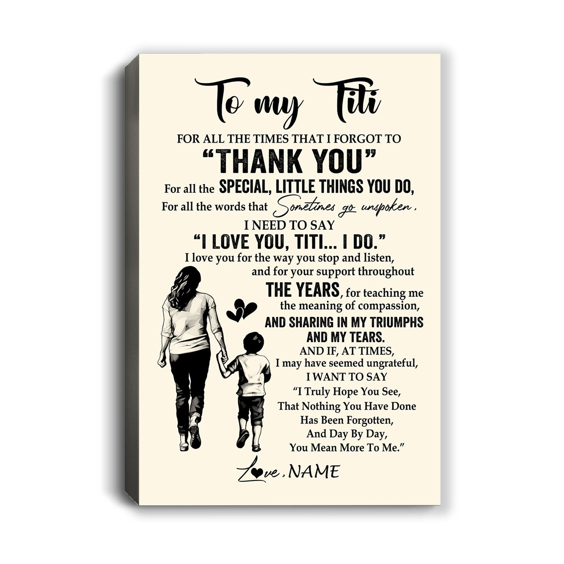 Personalized To My Titi Canvas From Nephew For All The Times That I Forgot To Thank You Titi Birthday Mothers Day Christmas Custom Wall Art Print Framed Canvas | teecentury