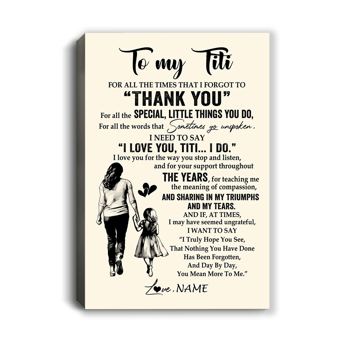 Personalized To My Titi Canvas From Niece For All The Times That I Forgot To Thank You Titi Birthday Mothers Day Christmas Custom Wall Art Print Framed Canvas | teecentury