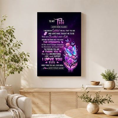 Personalized To My Titi Canvas From Niece Thank You For Love Butterfly Titi Birthday Gifts Mothers Day Thanksgiving Christmas Custom Wall Art Framed Canvas | teecentury