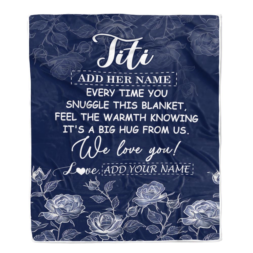 Personalized To My Titi Gifts Blanket From Niece Nephew Blue Flower Love You Birthday Gifts For Titi Mothers Day Christmas Titi Fleece Throw Blanket | teecentury