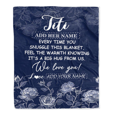 Personalized To My Titi Gifts Blanket From Niece Nephew Blue Flower Love You Birthday Gifts For Titi Mothers Day Christmas Titi Fleece Throw Blanket | teecentury