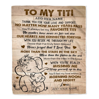 Personalized To My Titi Gifts Blanket From Niece Nephew Elephant My Favorite Titi Birthday Gifts Mothers Day Christmas Custom Name Fleece Throw Blanket | teecentury