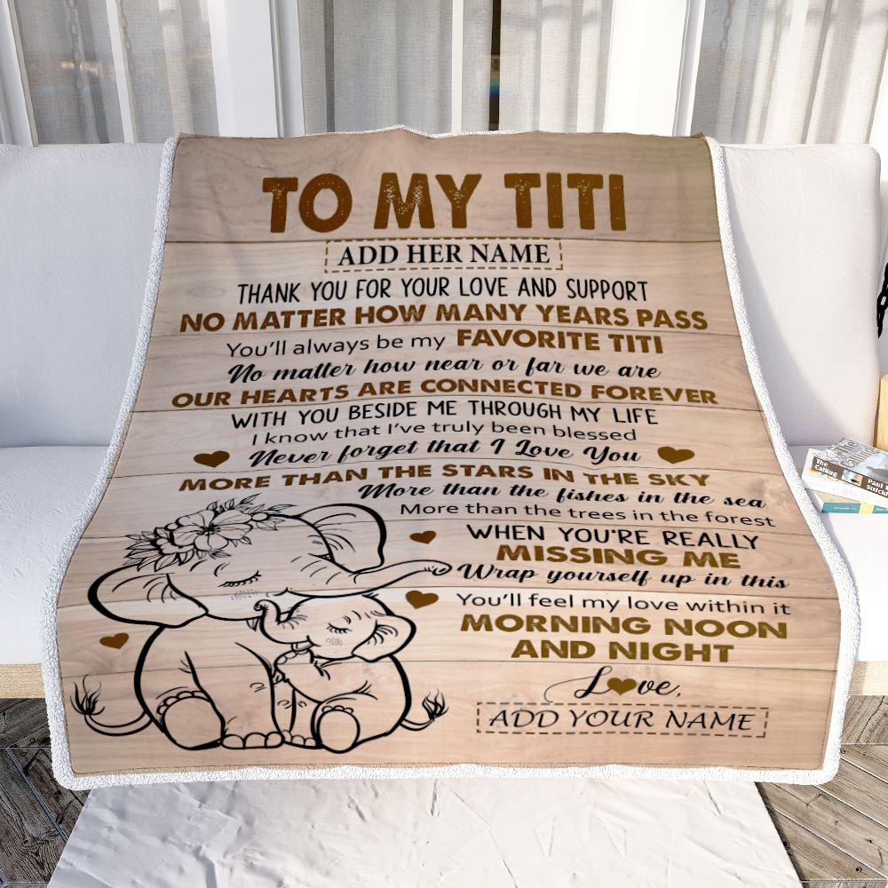 Personalized To My Titi Gifts Blanket From Niece Nephew Elephant My Favorite Titi Birthday Gifts Mothers Day Christmas Custom Name Fleece Throw Blanket | teecentury
