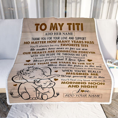Personalized To My Titi Gifts Blanket From Niece Nephew Elephant My Favorite Titi Birthday Gifts Mothers Day Christmas Custom Name Fleece Throw Blanket | teecentury