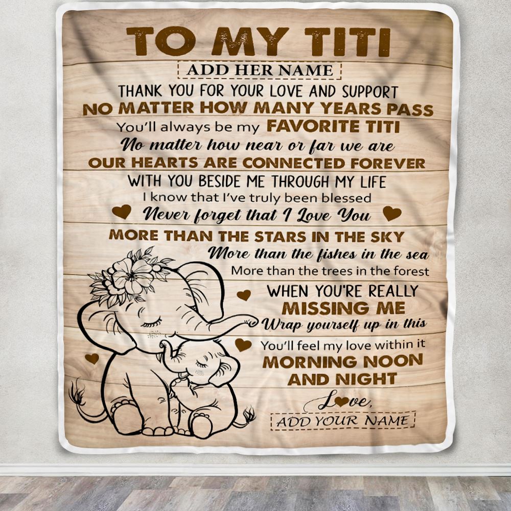 Personalized To My Titi Gifts Blanket From Niece Nephew Elephant My Favorite Titi Birthday Gifts Mothers Day Christmas Custom Name Fleece Throw Blanket | teecentury