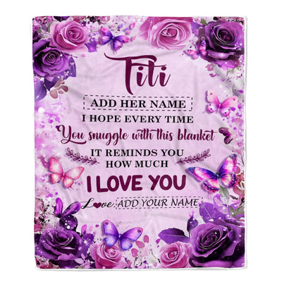 Personalized To My Titi Gifts Blanket From Niece Nephew Purple Floral Birthday Gifts For Titi Mothers Day Thanksgiving Christmas Custom Fleece Throw Blanket | teecentury