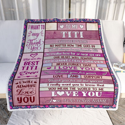 Personalized To My Titi Gifts Blanket From Niece Nephew Wood My Favorite Titi Birthday Gifts Mothers Day Christmas Customized Fleece Throw Blanket | teecentury