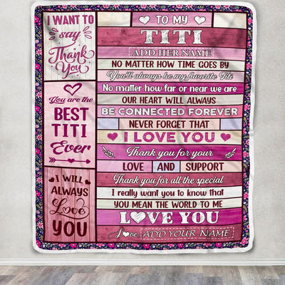 Personalized To My Titi Gifts Blanket From Niece Nephew Wood My Favorite Titi Birthday Gifts Mothers Day Christmas Customized Fleece Throw Blanket | teecentury