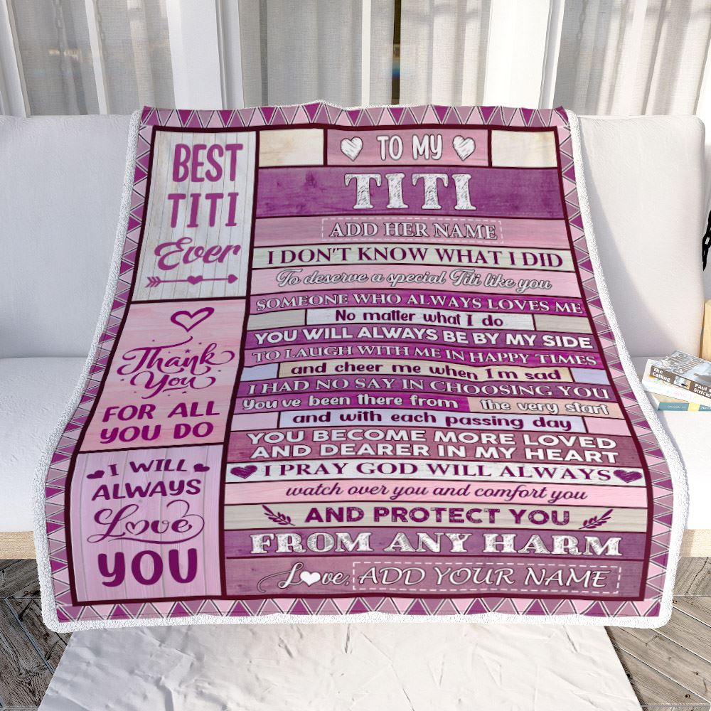 Personalized To My Titi Gifts Blanket From Niece Nephew Wood Thank You For All Gifts For Titi Mothers Day Birthday Christmas Customized Fleece Throw Blanket | teecentury