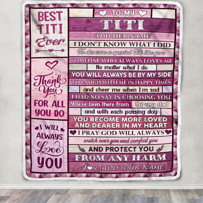Personalized To My Titi Gifts Blanket From Niece Nephew Wood Thank You For All Gifts For Titi Mothers Day Birthday Christmas Customized Fleece Throw Blanket | teecentury